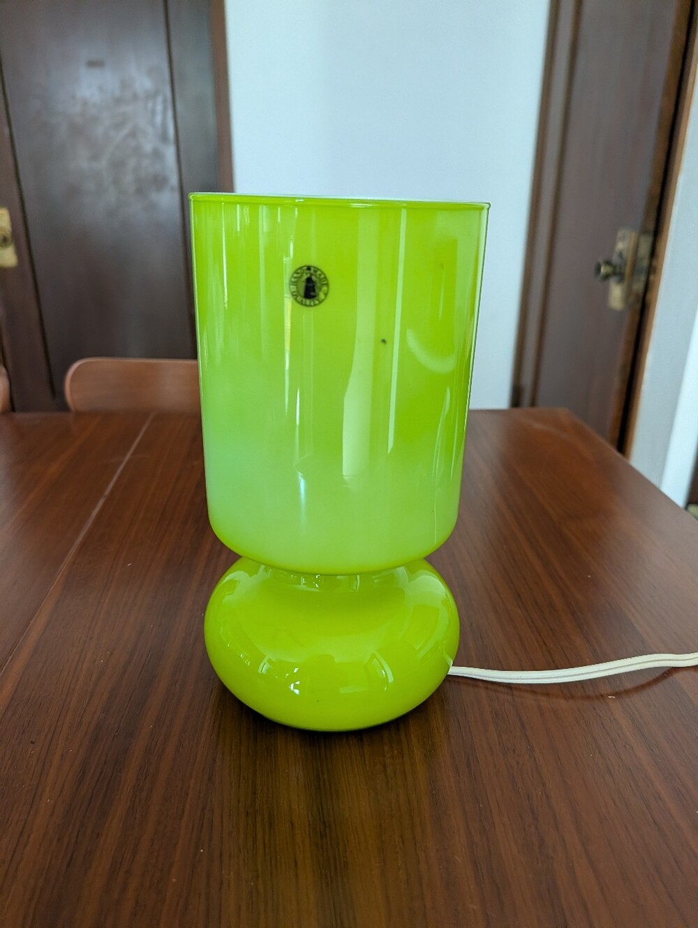 IKEA Lykta Apple Lime Green Mushroom Handblown Glass Table Lamp Retro Groovy